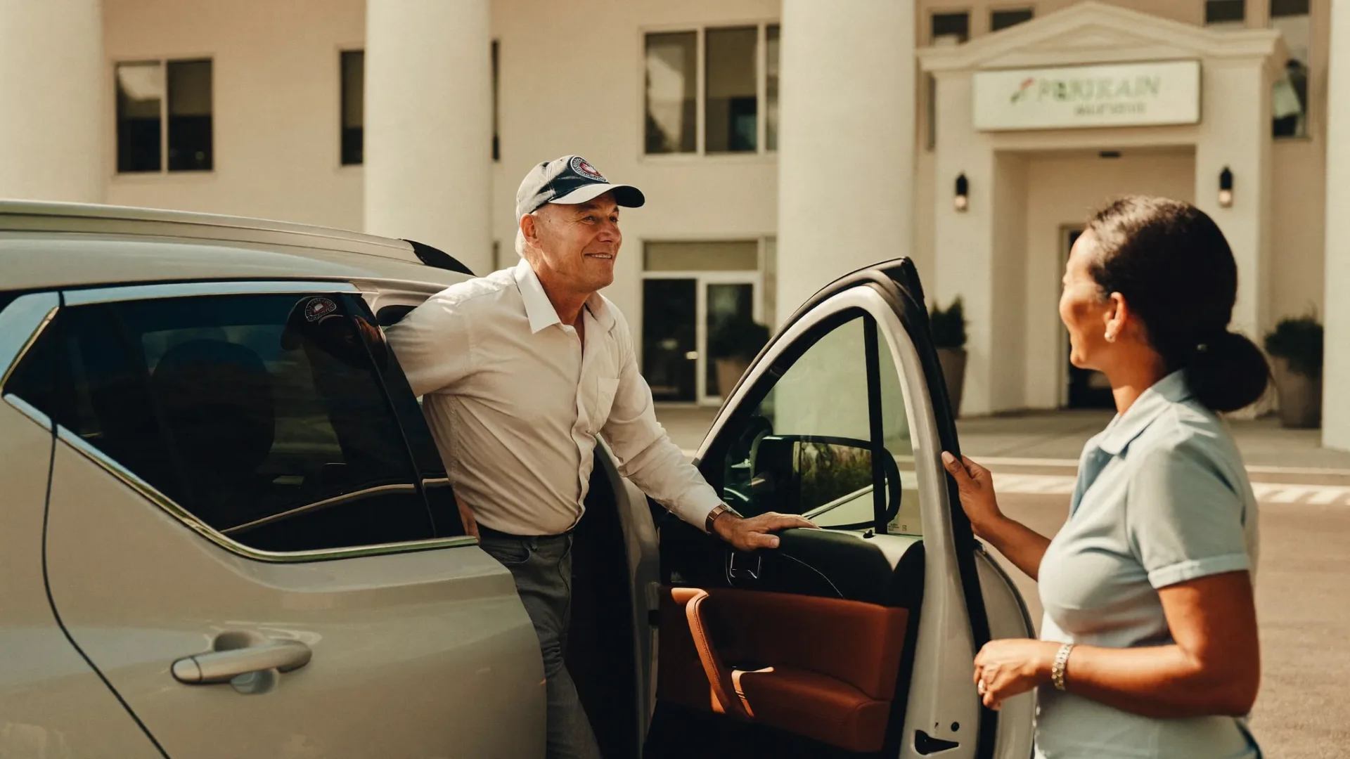 A veteran arrives at a medical appointment with transportation support from DRC Serving Heroes.